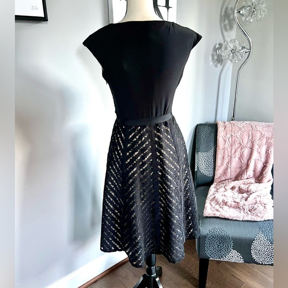 SL Fashions Black Lace Midi Dress - Picture 6 of 11